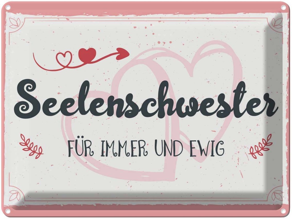 Blechschild 30x40 cm Seelenschwester Für immer und Ewig Spruch Zitat