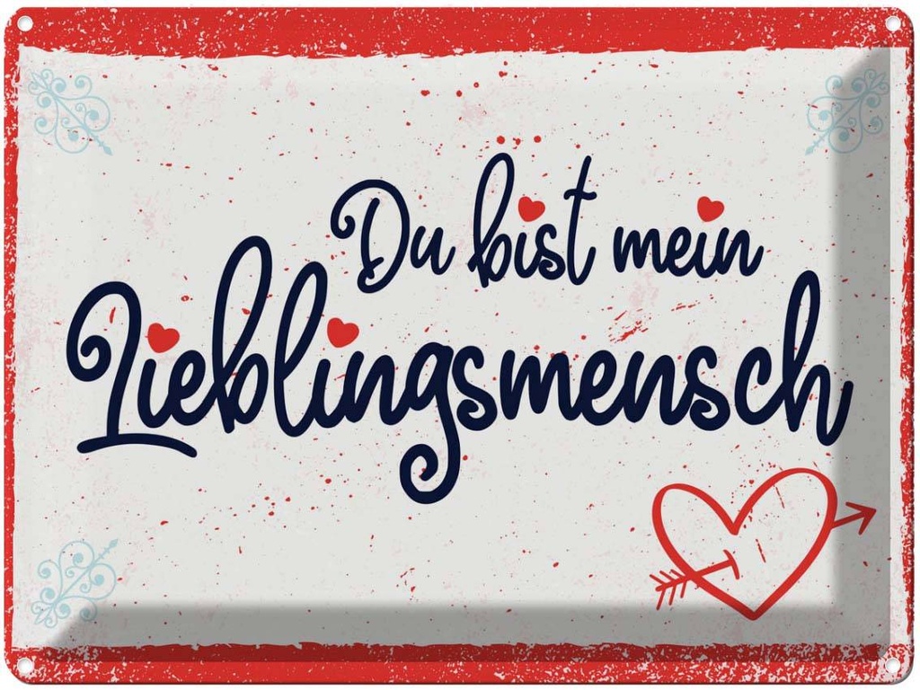 Blechschild 30x40 cm du bist mein Lieblingsmensch Dekoration Spruch Zitat