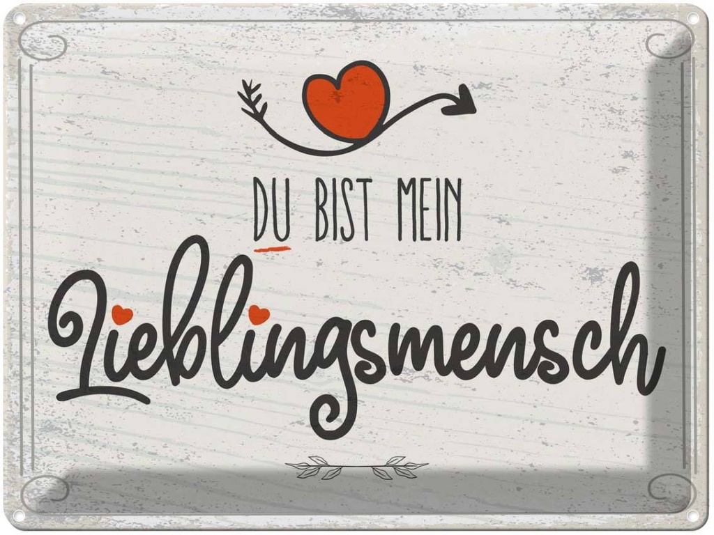 Blechschild 30x40 cm Du bist mein Lieblingsmensch grau Spruch Zitat