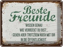 Blechschild 30x40 cm Beste Freunde wissen grün braun Spruch Zitat