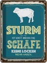 Blechschild 40x30 cm Sturm ist erst, wenn Schafe blau Spruch Zitat