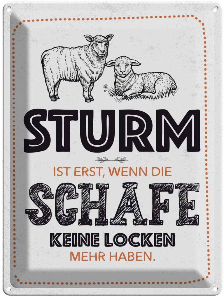 Blechschild 40x30 cm Sturm ist erst, wenn Schafe weiß Spruch Zitat
