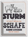 Blechschild 40x30 cm Sturm ist erst, wenn Schafe weiß Spruch Zitat