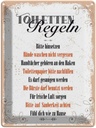 Blechschild 40x30 cm Toiletten Regeln weiß beige Muster Warnschild Hinweisschild Sicherheit Vorsicht