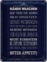 Blechschild 40x30 cm Hände waschen kein toben blau Warnschild Hinweisschild Sicherheit Vorsicht