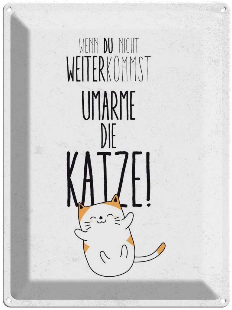 Blechschild 40x30 cm Katze nicht weiter kommst umarme Tier Haustier