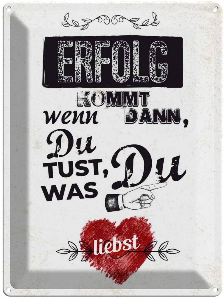 Blechschild 40x30 cm Erfolg dann du tust was liebst Spruch Zitat
