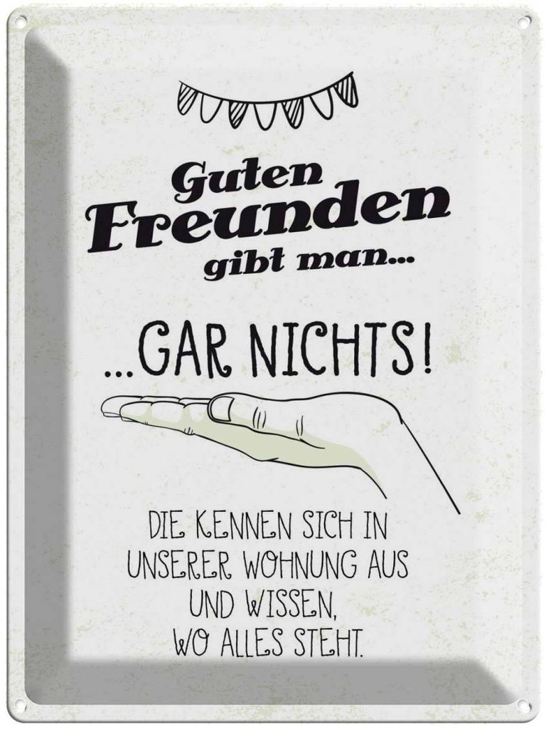Blechschild 40x30 cm Guten Freunden gibt man nichts! Spruch Zitat
