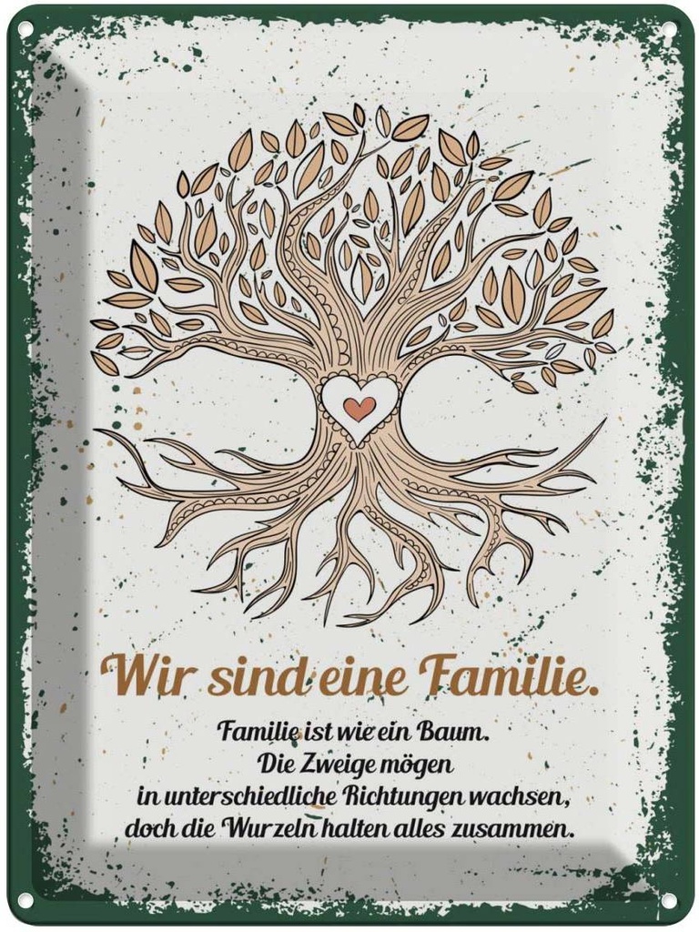 Blechschild 40x30 cm Wir sind Familie alles zusammen Spruch Zitat