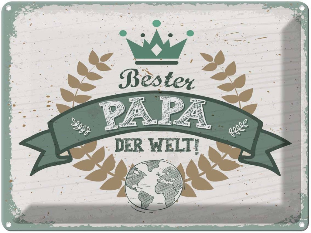Blechschild 30x40 cm Bester Papa der Welt Männer Frauen Spruch Zitat