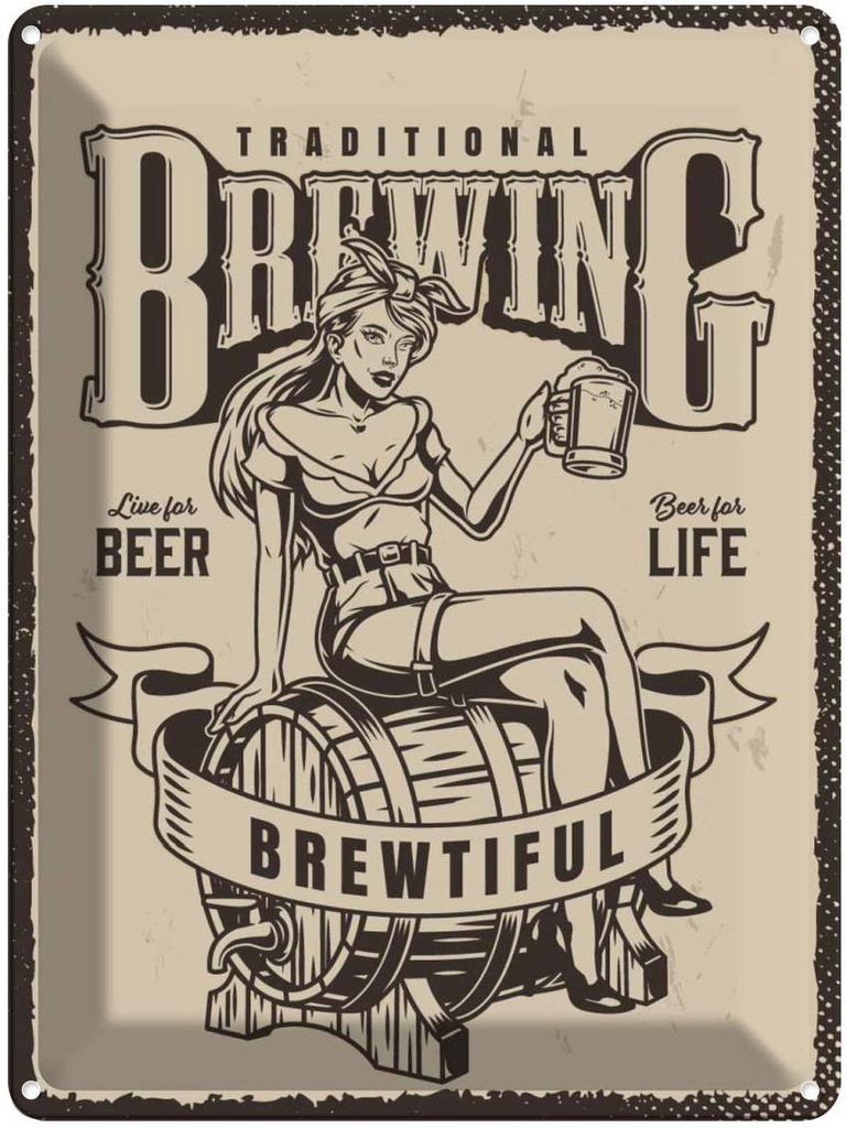 Blechschild 40x30 cm Traditional Brewing live for Beer Dekoration