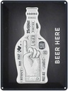 Blechschild 40x30 cm Beer here Flasche Bier Essen Trinken