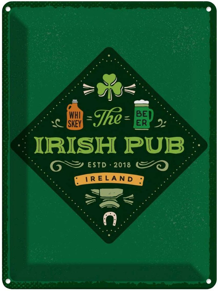 Blechschild 40x30 cm Ireland Irish Pub Whiskey Beer Essen Trinken