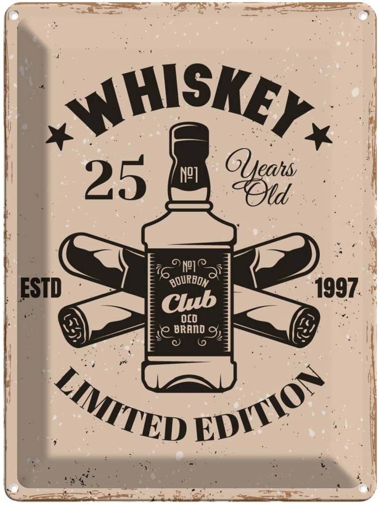 Blechschild 40x30 cm Whiskey 25 years Limited Edition Essen Trinken