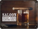 Blechschild 30x40 cm Saloon Whisky Poker Dancing girls Essen Trinken