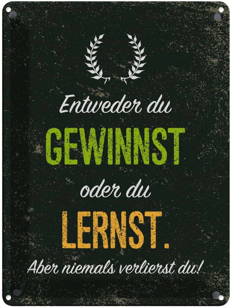Blechschild 40x30 cm Entweder du gewinnst oder lernst Spruch Zitat