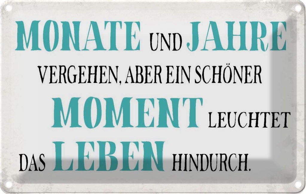Blechschild 12x18 cm schöner Moment leuchtet Leben Dekoration Spruch Zitat