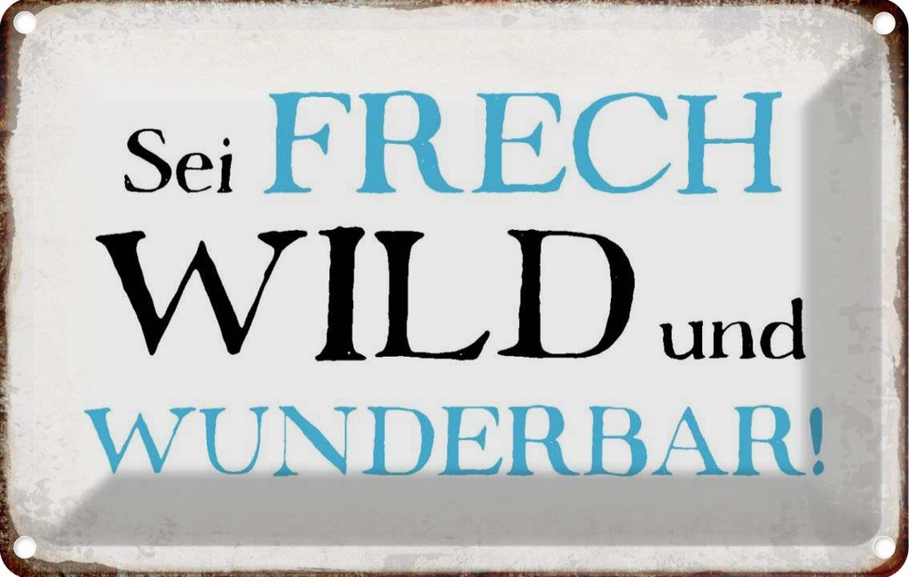 Blechschild 12x18 cm sei frech wild wunderbar Dekoration Spruch Zitat