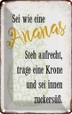Blechschild 18x12 cm sei Ananas aufrecht zuckersüß Dekoration Spruch Zitat