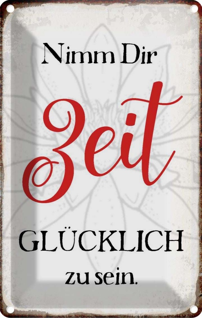 Blechschild 18x12 cm nimm dir Zeit glücklich zu sein Spruch Zitat