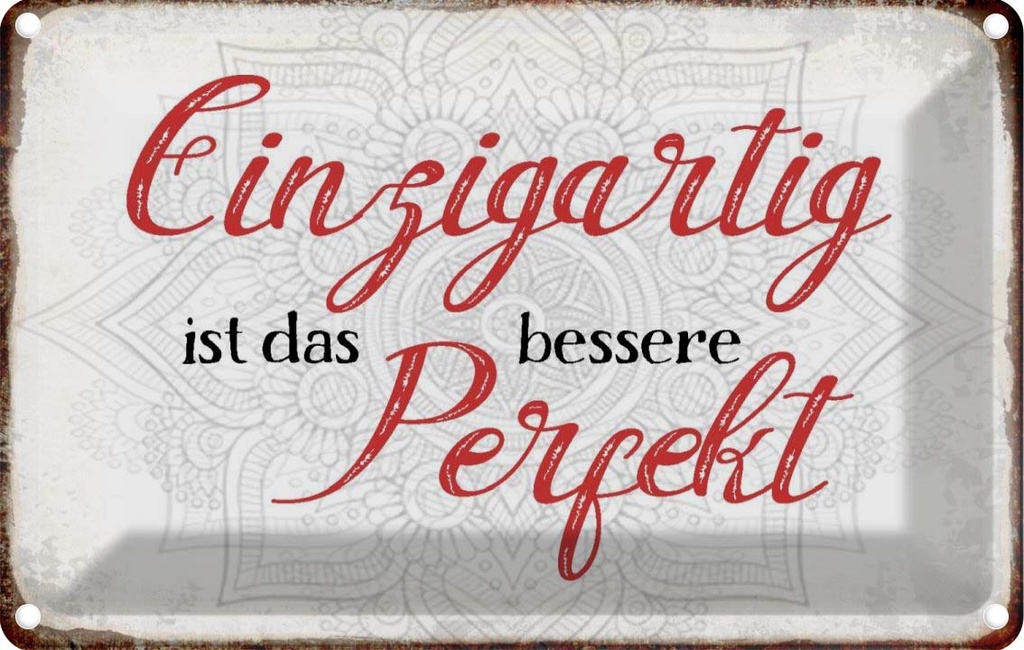 Blechschild 12x18 cm einzigartig ist besseres Perfekt Spruch Zitat