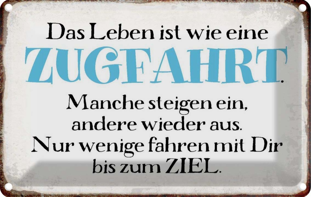 Blechschild 12x18 cm Leben ist wie eine Zugfahrt Spruch Zitat