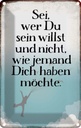 Blechschild 18x12 cm sei wer du sein willst und nicht Spruch Zitat