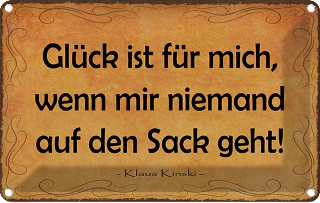 Blechschild 12x18 cm Glück wenn niemand auf den Sack Spruch Zitat