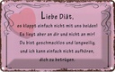 Blechschild 12x18 cm liebe Diät klappt nicht mit uns Spruch Zitat