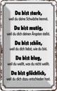Blechschild 18x12 cm Du bist stark, mutig, schön Dekoration Spruch Zitat