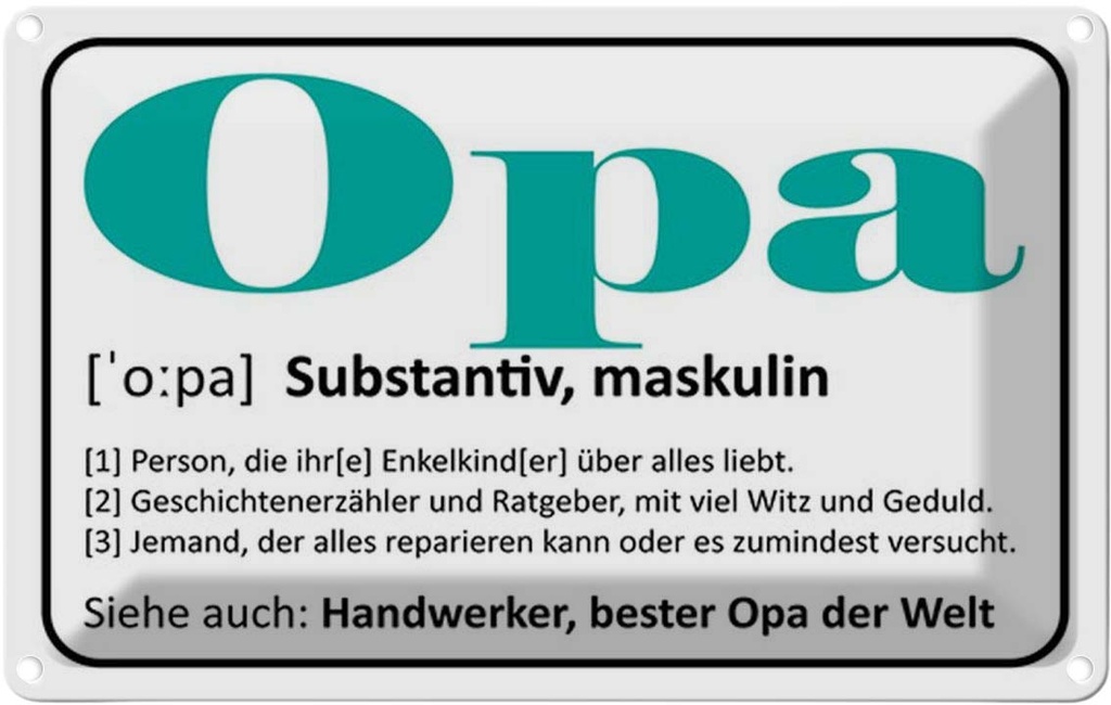 Blechschild 12x18 cm Opa Handwerker bester Welt Oma Spruch Zitat