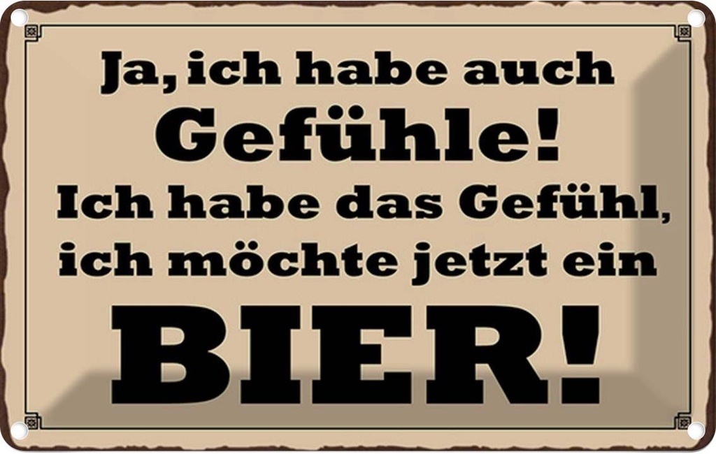 Blechschild 12x18 cm habe Gefühl ich möchte ein Bier Spruch Zitat