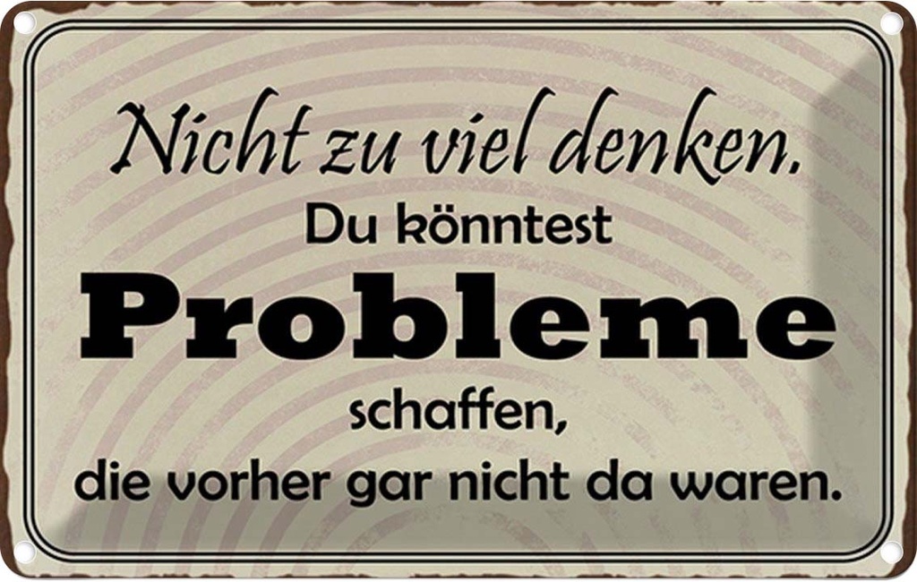 Blechschild 12x18 cm nicht viel denken können Problem Spruch Zitat