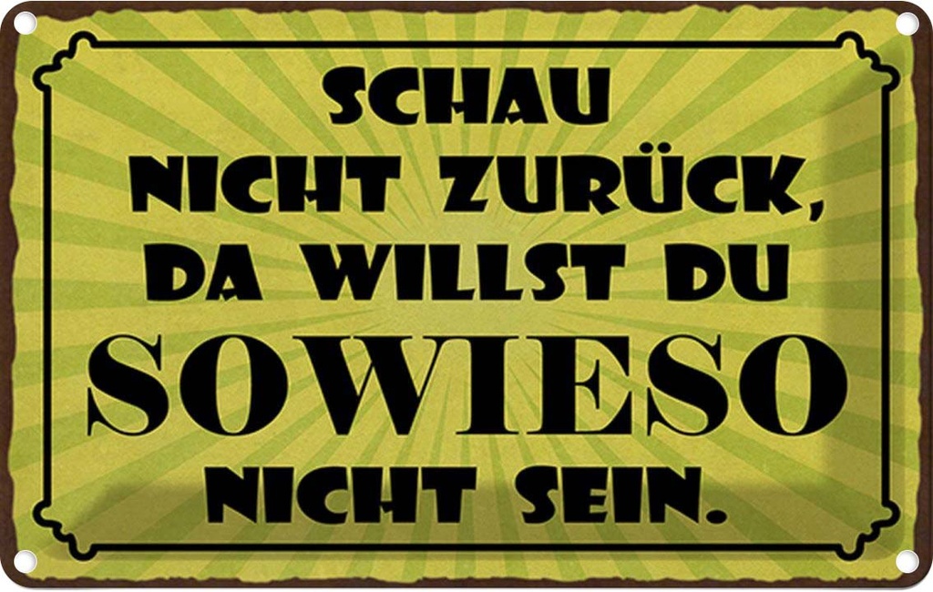 Blechschild 12x18 cm schau nicht zurück Dekoration Spruch Zitat