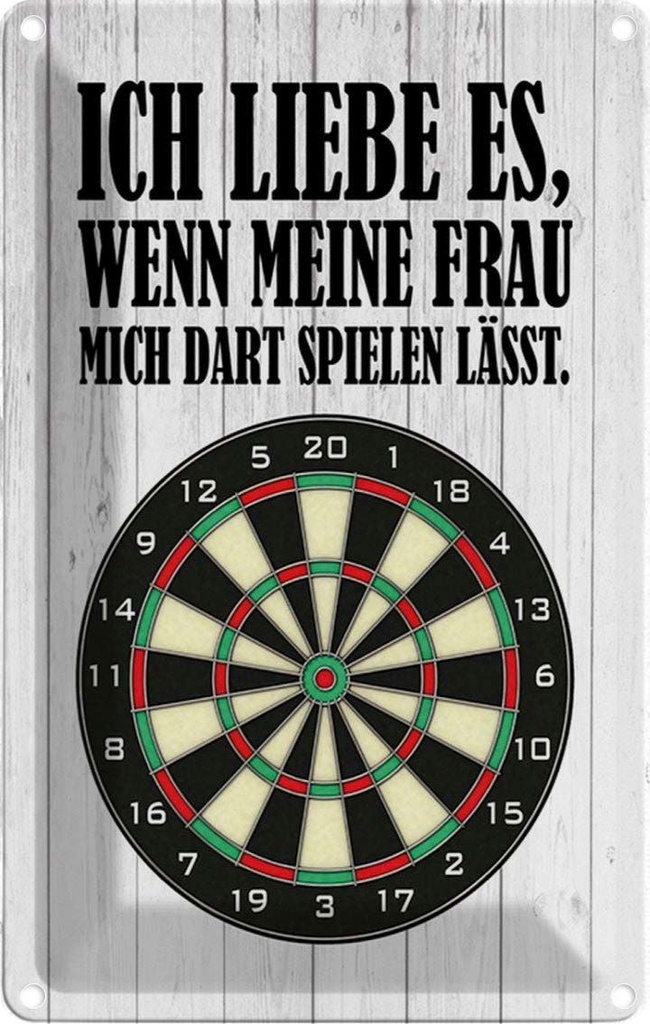 Blechschild 18x12 cm liebe wenn meine Frau mich DART Spruch Zitat