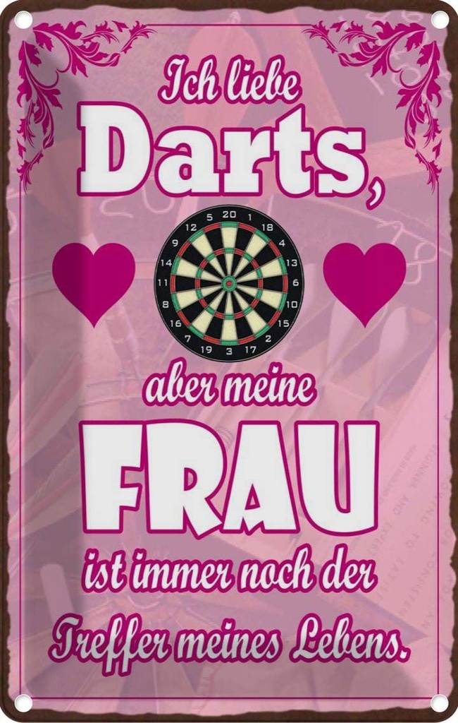 Blechschild 18x12 cm ich liebe Darts aber meine Frau Spruch Zitat