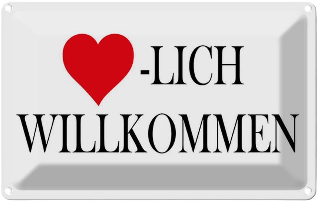 Blechschild 12x18 cm Herzlich Willkommen Dekoration Spruch Zitat