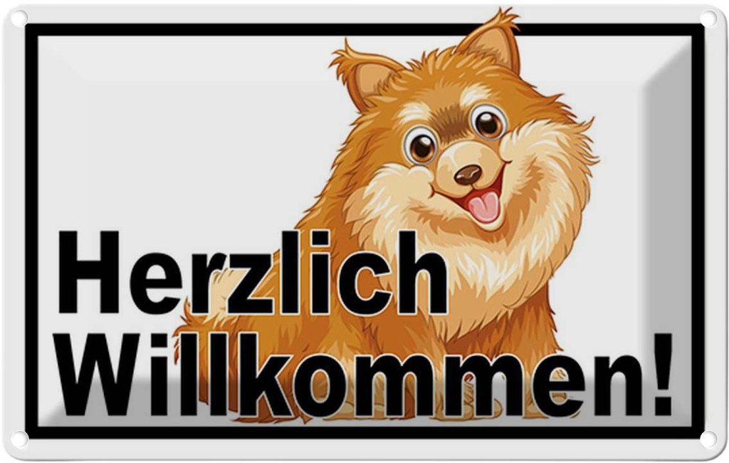 Blechschild 12x18 cm Herzlich Willkommen Hunde Tier Haustier Hund