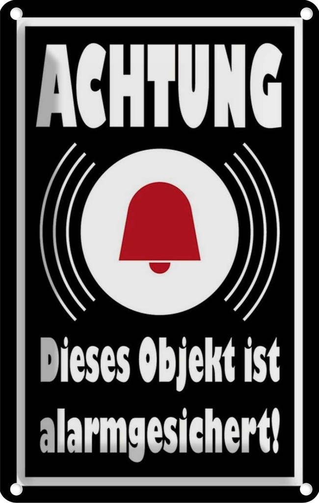 Blechschild 18x12 cm Achtung Objekt alarmgesichert Warnschild Hinweisschild Sicherheit Vorsicht