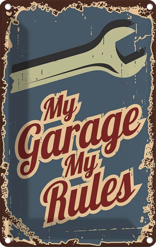 Blechschild 18x12 cm My garage rules Dekoration