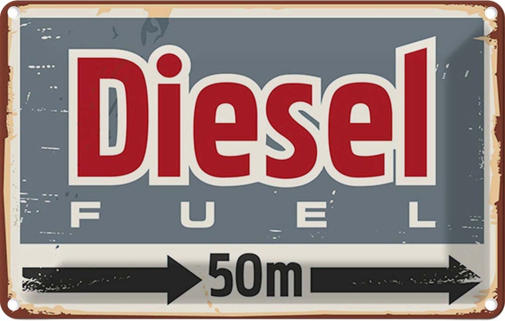 Blechschild 12x18 cm Diesel fuel 50 m Straßenschild