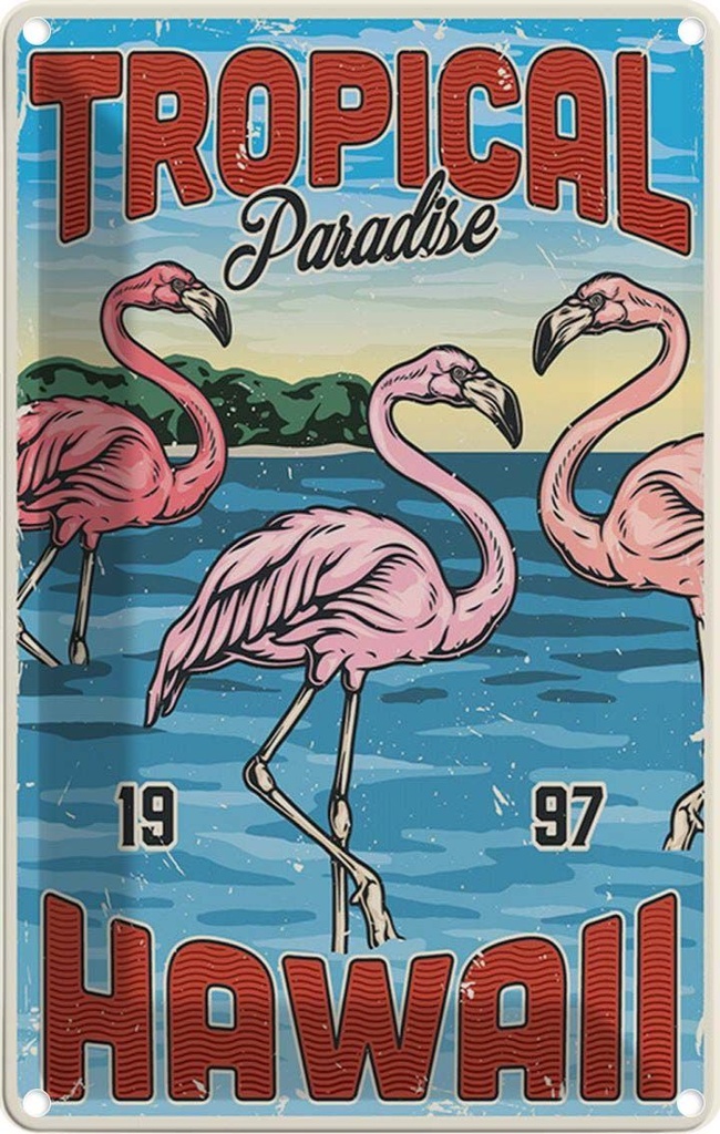 Blechschild 18x12 cm Tropical Paradise Hawaii Dekoration