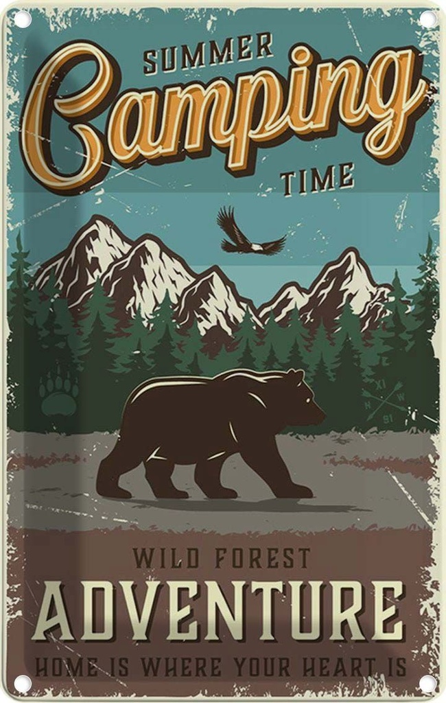 Blechschild 18x12 cm Summer Camping Time wild Forest Outdoor