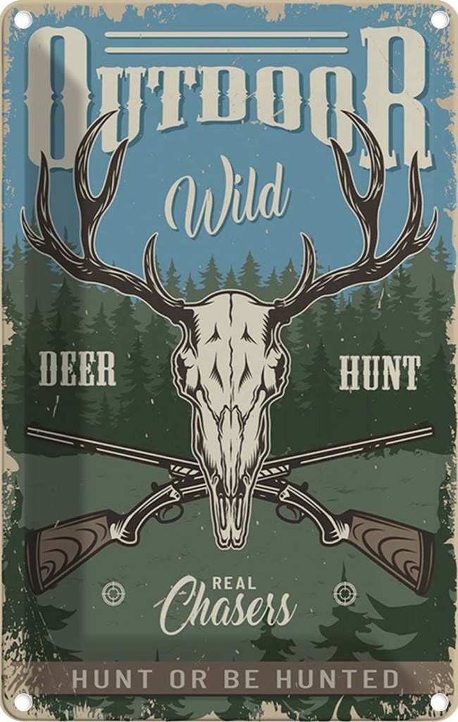 Blechschild 18x12 cm Jagd Outdoor wild deer hunt Dekoration