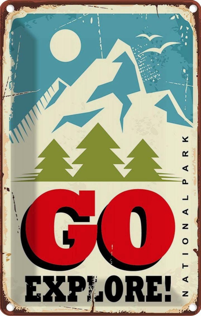 Blechschild 18x12 cm National Park go explore Outdoor Camping