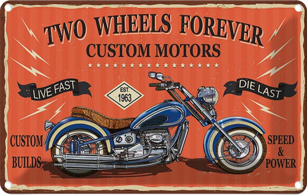 Blechschild 12x18 cm Motorrad custom motors Sport Hobby