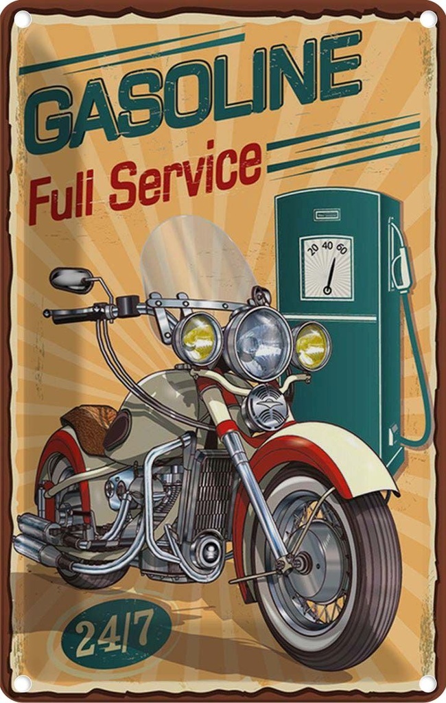 Blechschild 18x12 cm Gasoline fuli service 24/7 Warnschild Hinweisschild Sicherheit Vorsicht