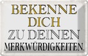 Blechschild 20x30 cm bekenne dich Merkwürdigkeiten Dekoration Spruch Zitat