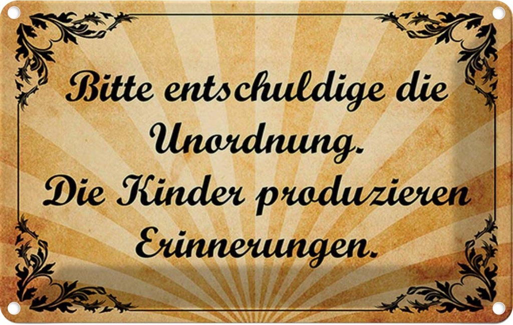 Blechschild 20x30 cm Bitte entschludige die Unordnung Spruch Zitat