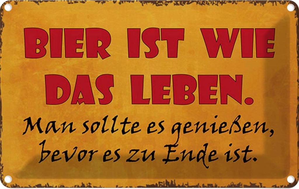 Blechschild 20x30 cm Bier ist wie das Leben man soll Spruch Zitat